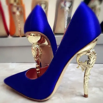 Metal Hippocampus Heels Pumps Gold Heels