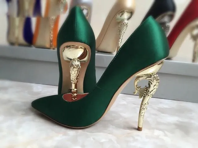 Metal Hippocampus Heels Pumps Gold Heels