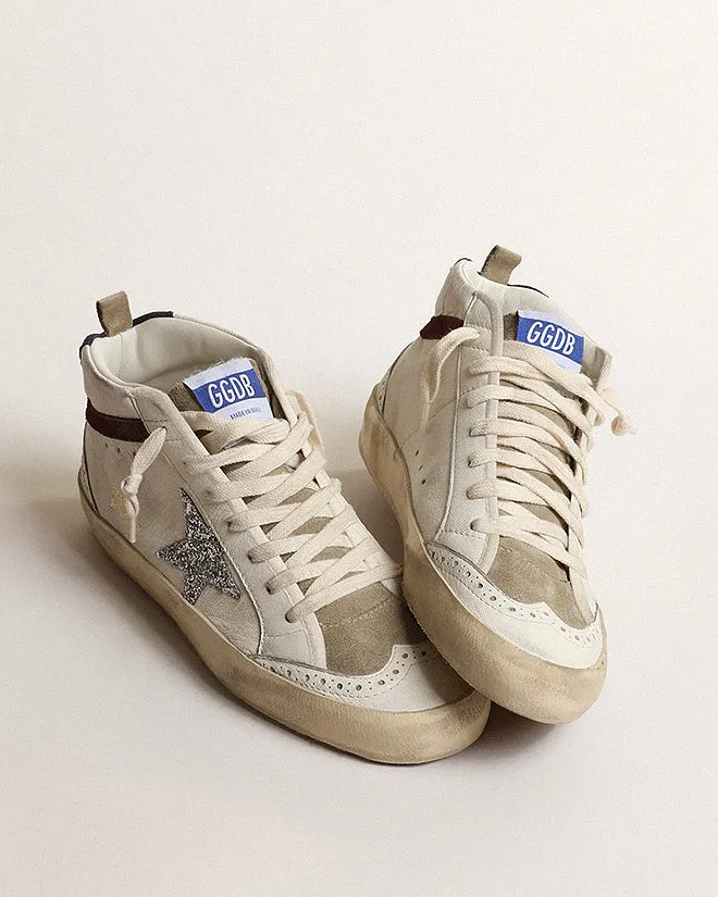 mid star nappa with glitter star and suede wave - white/silver/wine/medieval blue