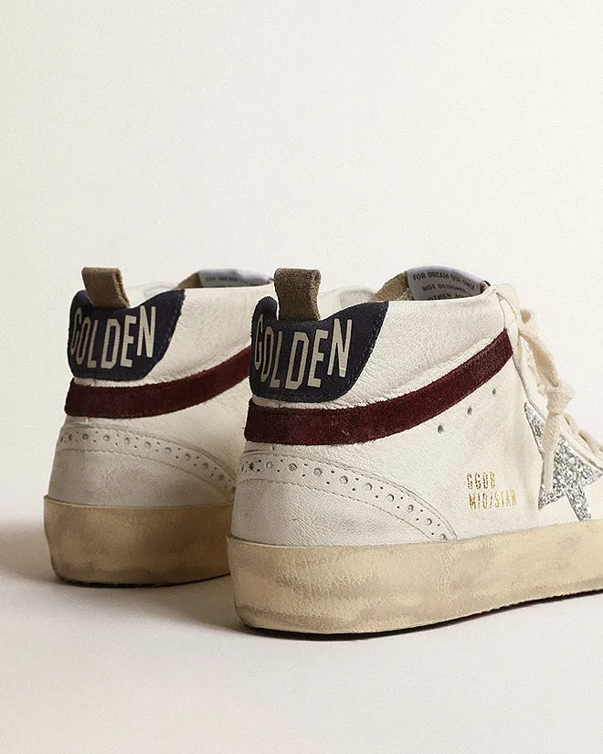mid star nappa with glitter star and suede wave - white/silver/wine/medieval blue