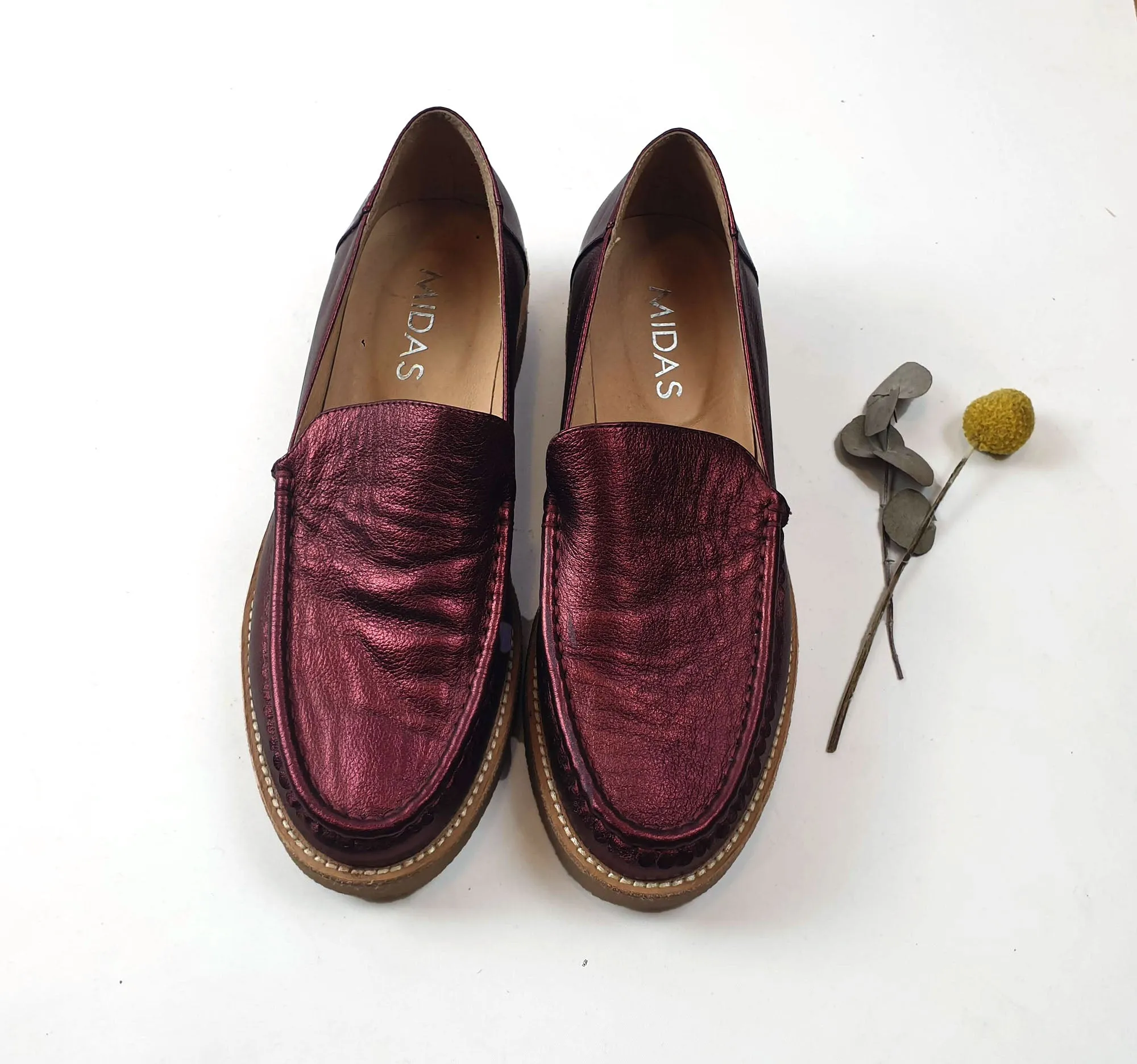 Midas "Freight" metalic red slip on shoes size 39