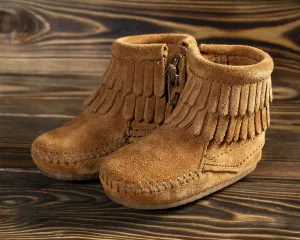 Minnetonka Double Fringe Boot-Brown
