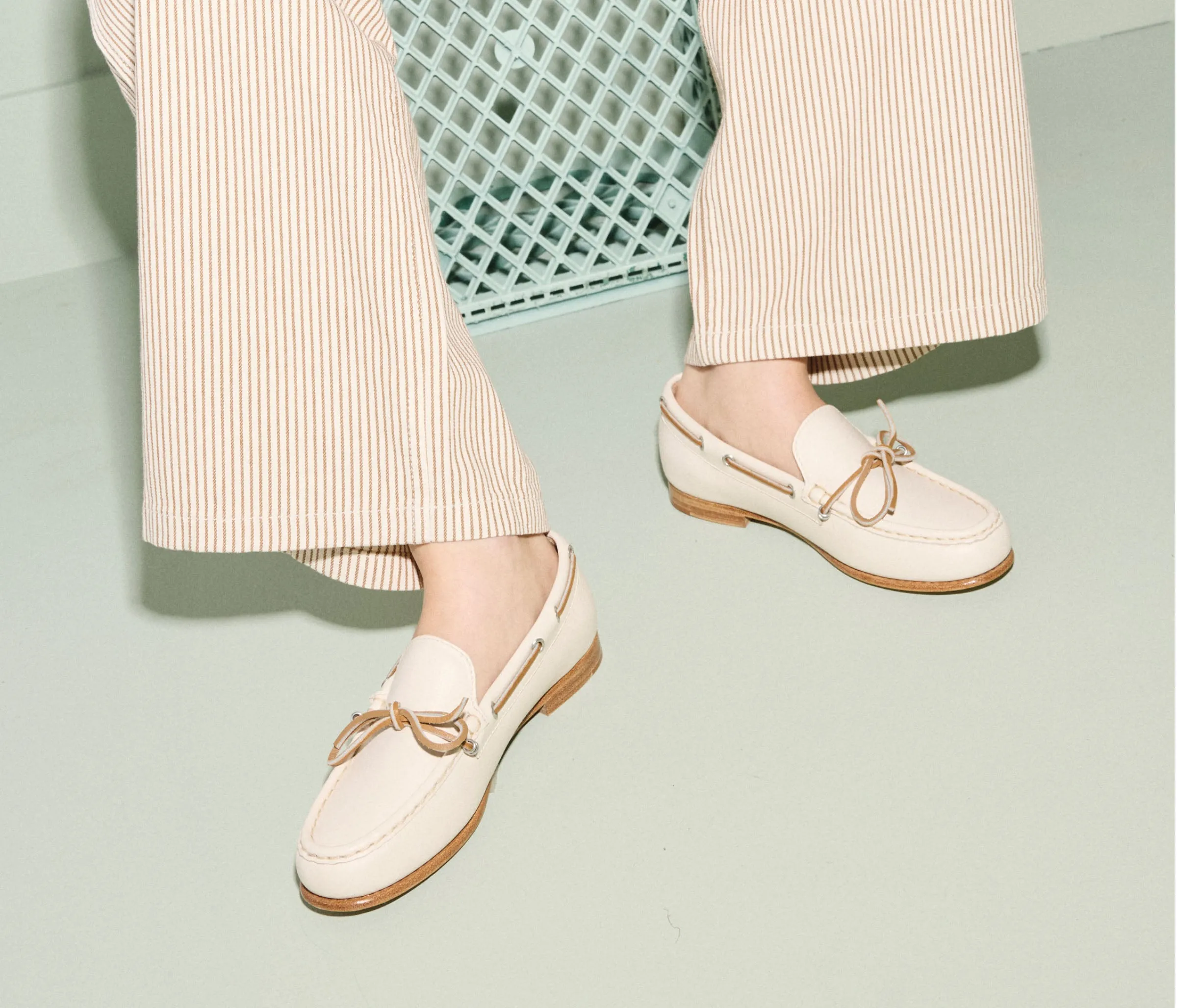 Morgan Boat Shoe in Bone Calf