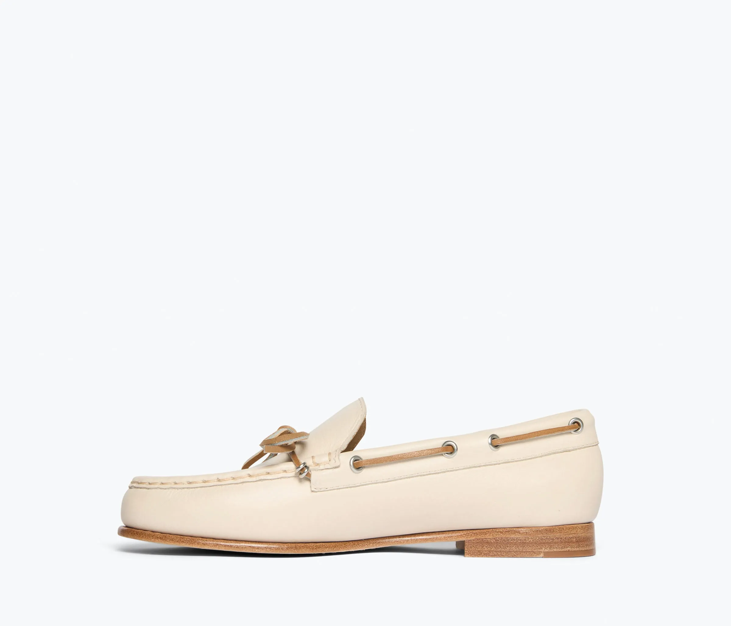 Morgan Boat Shoe in Bone Calf
