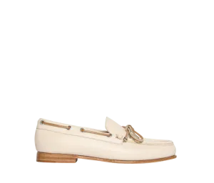 Morgan Boat Shoe in Bone Calf