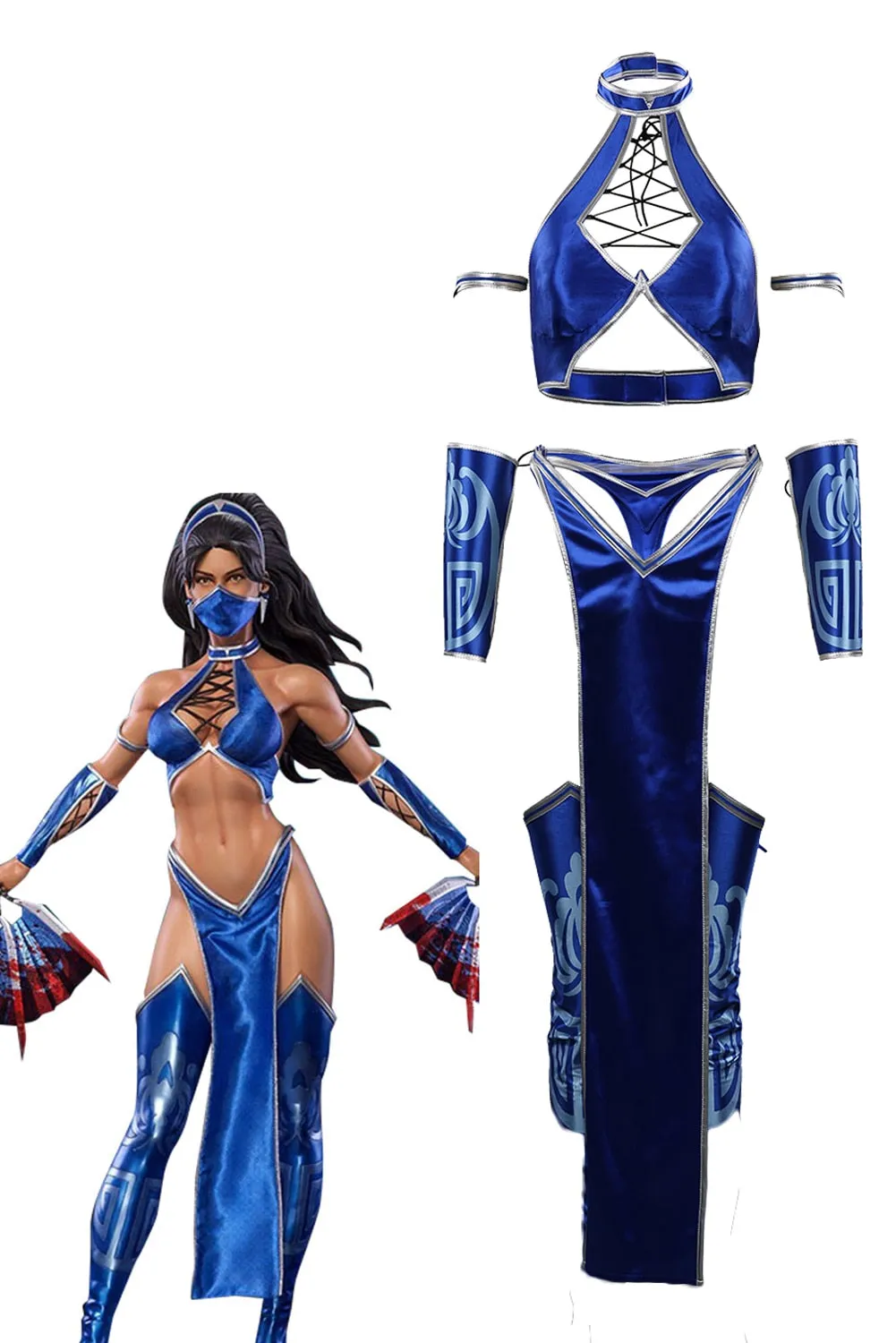 Mortal Kombat Cosplay Costume KATANA Outfits Women Anime Game Halloween Carnival Party Role Play Clothes Ladies Fashion