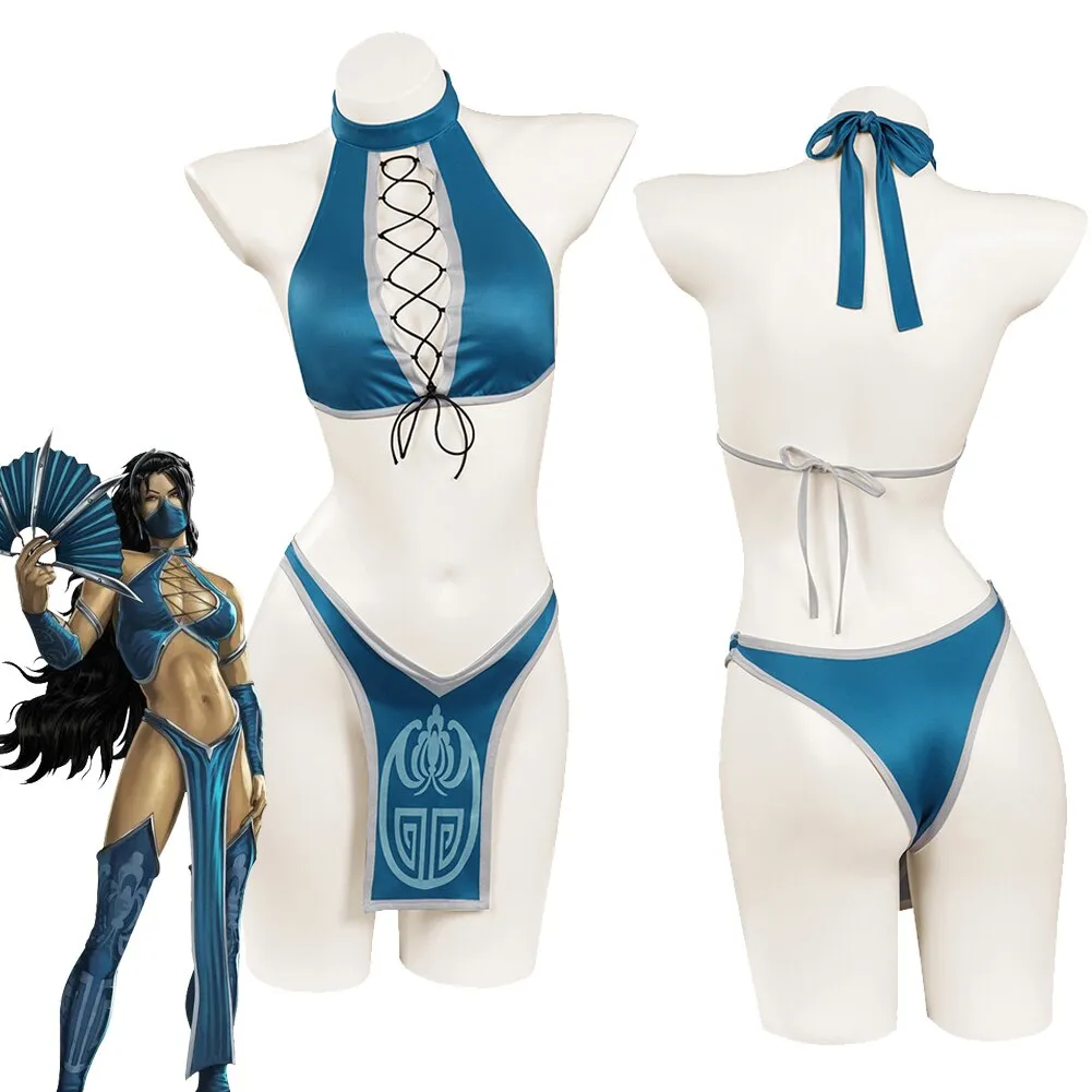 Mortal Kombat Cosplay Costume KATANA Outfits Women Anime Game Halloween Carnival Party Role Play Clothes Ladies Fashion