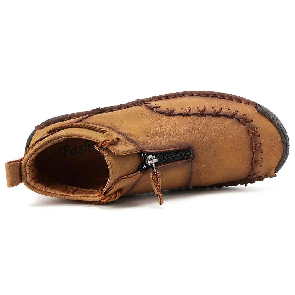 Mostelo™—Men Casual Handmade Zipper High-top Shoes