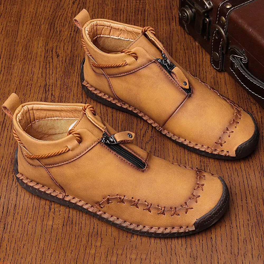 Mostelo™—Men Casual Handmade Zipper High-top Shoes