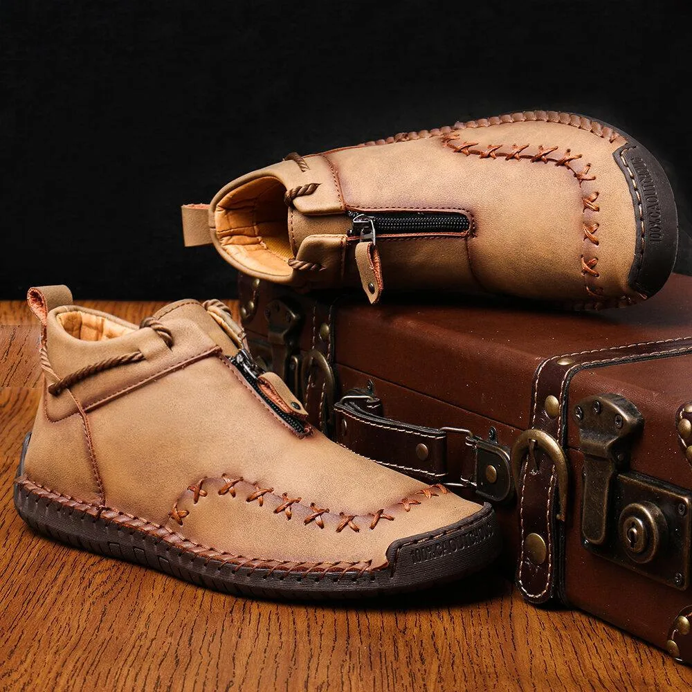 Mostelo™—Men Casual Handmade Zipper High-top Shoes