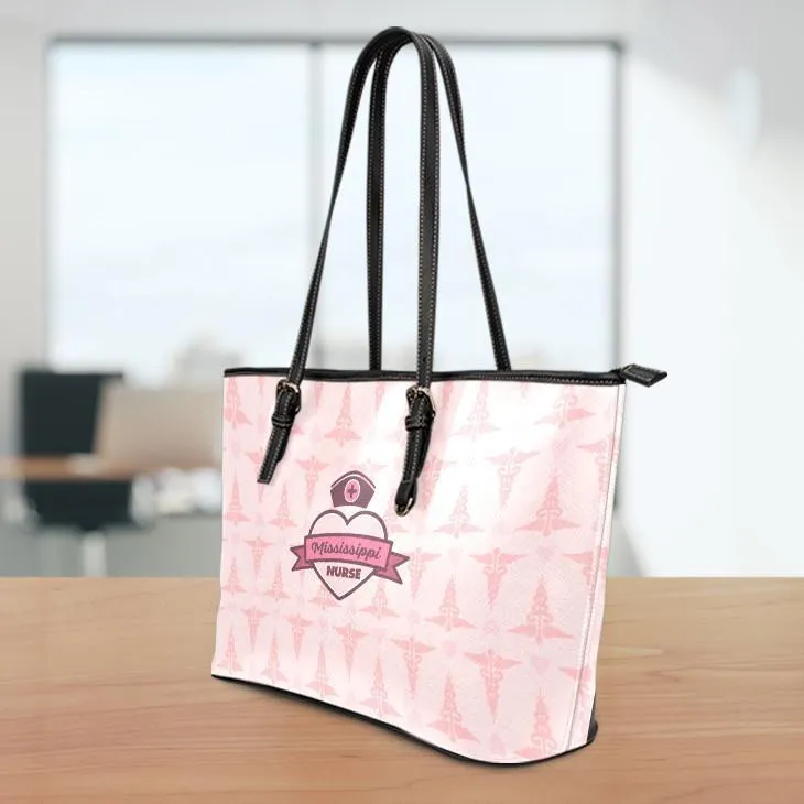 MS Nurse Pink Small Leather Tote Bag