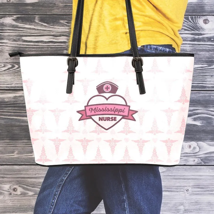 MS Nurse Pink Small Leather Tote Bag