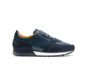 Navy Blue Suede and Leather Nausori Lace Up Running Sneaker Shoes - Sneaker Shoes