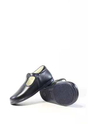 Navy Leather T-Bar Shoes