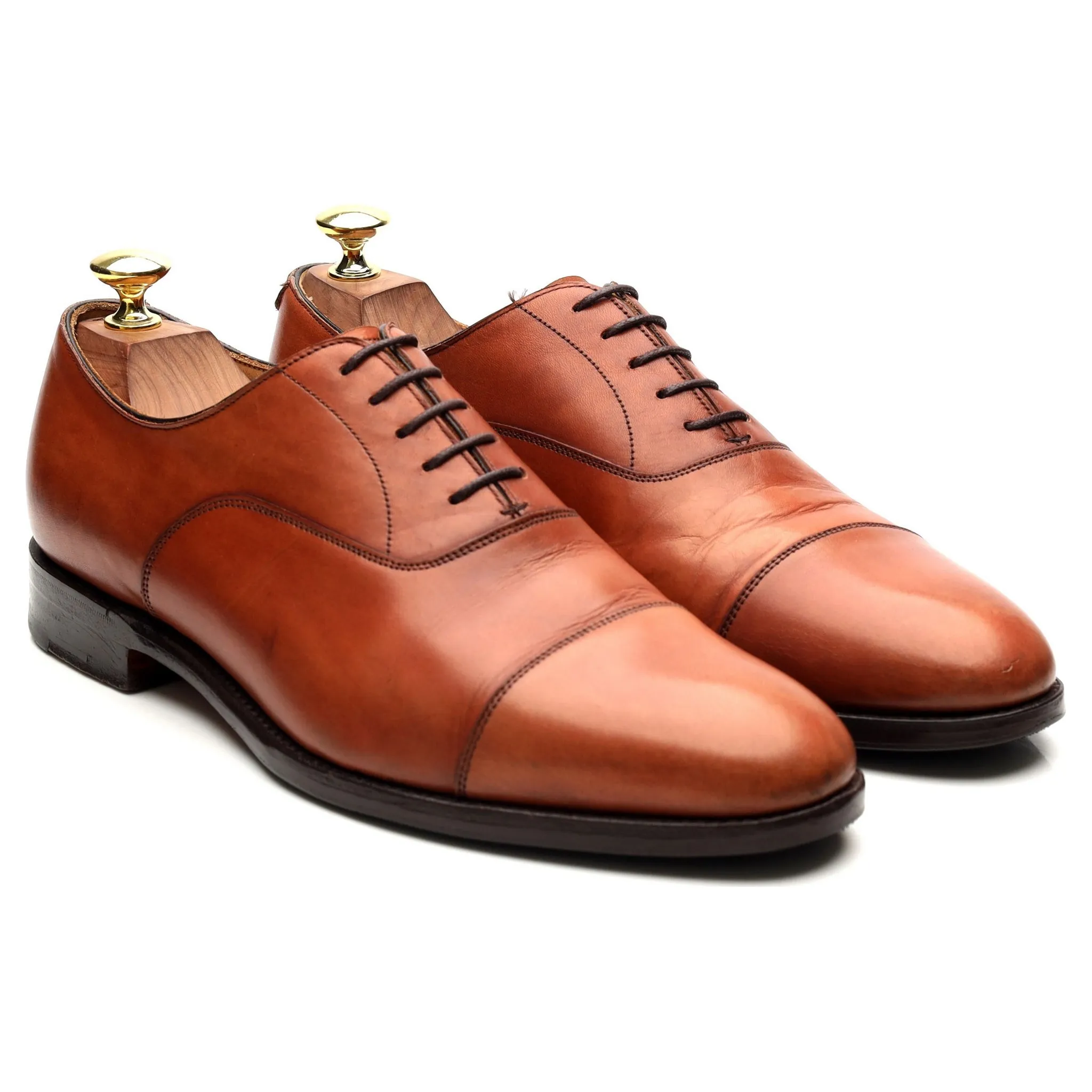 New & Lingwood Tan Brown Leather Oxford UK 8.5 E