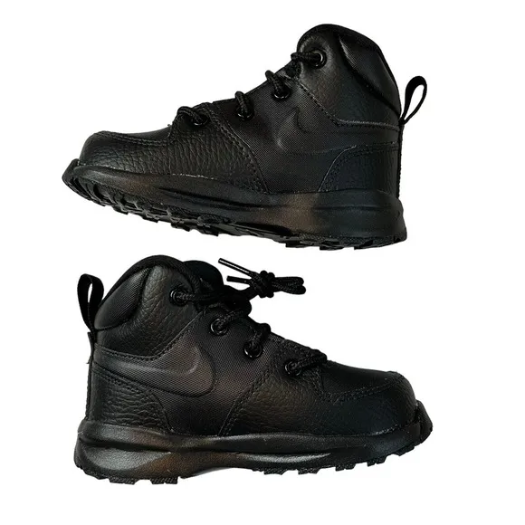 New NIKE Manoa Baby/Toddler Boot Black/Blk/Blk Leather Size 7C BQ5374