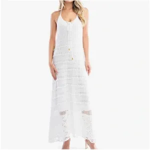 NWT Solitaire Swim White Crochet Knit Dress Maxi Beach Bridal Medium