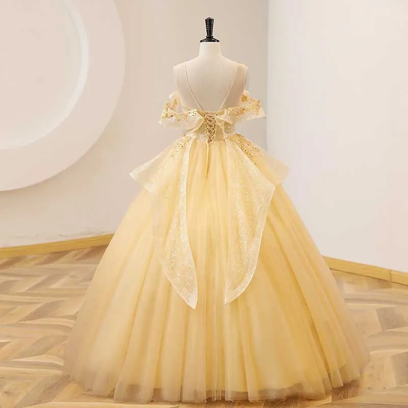 Off-shoulder Wedding Dress Ball Gown Dress Luxurious Quinceanera Dress Handmade