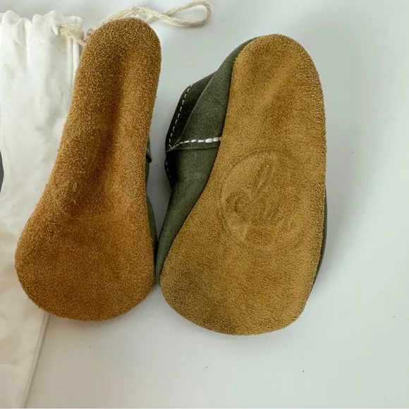 OLIVE Mon Petit Shoes Size 3 Green Baby‎ Toddler Shoes Handmade MPs