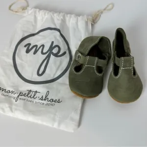OLIVE Mon Petit Shoes Size 3 Green Baby‎ Toddler Shoes Handmade MPs