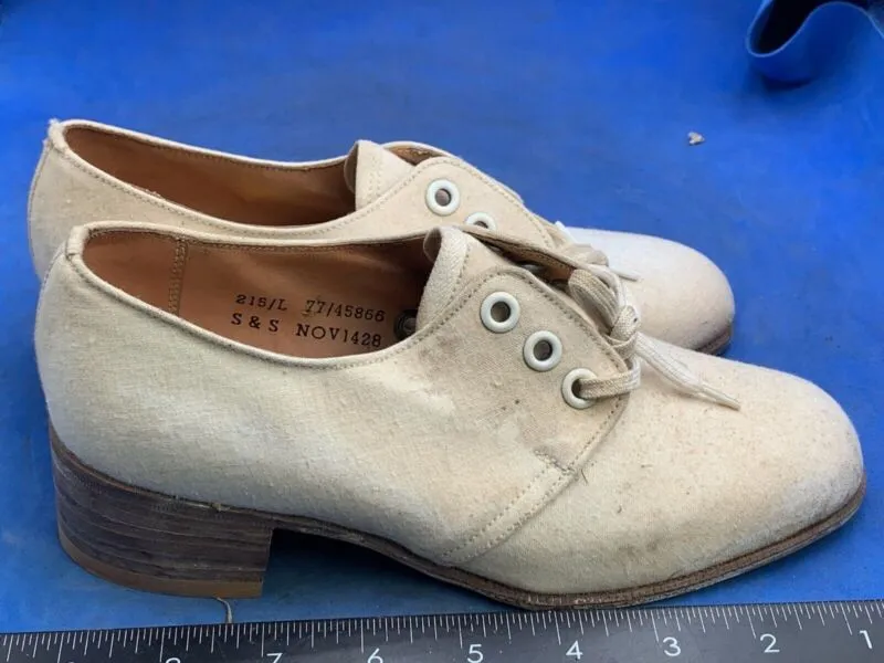 Original WW2 British Army Women's White Summer Shoes - ATS WAAF - Size 240s