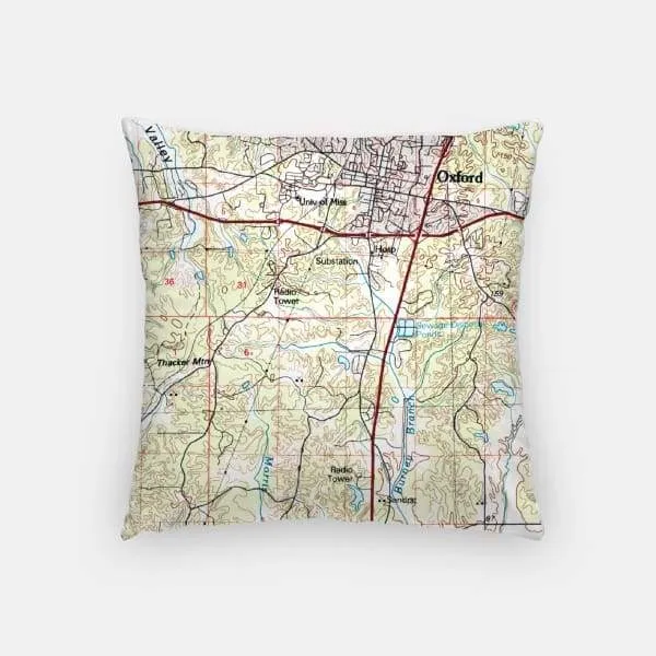 Oxford, Mississippi city skyline with vintage Oxford, Mississippi map