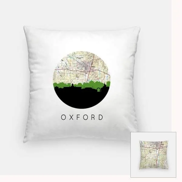 Oxford, Mississippi city skyline with vintage Oxford, Mississippi map