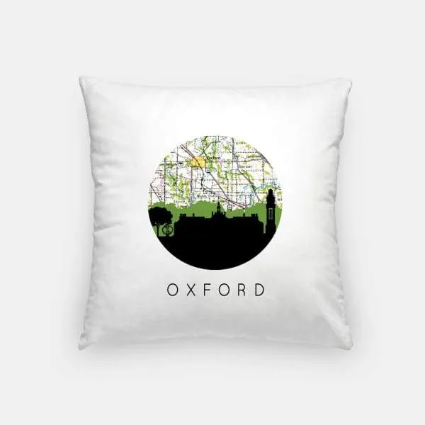 Oxford, Ohio city skyline with vintage Oxford, Ohio map