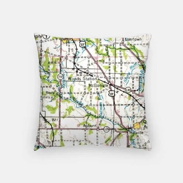 Oxford, Ohio city skyline with vintage Oxford, Ohio map