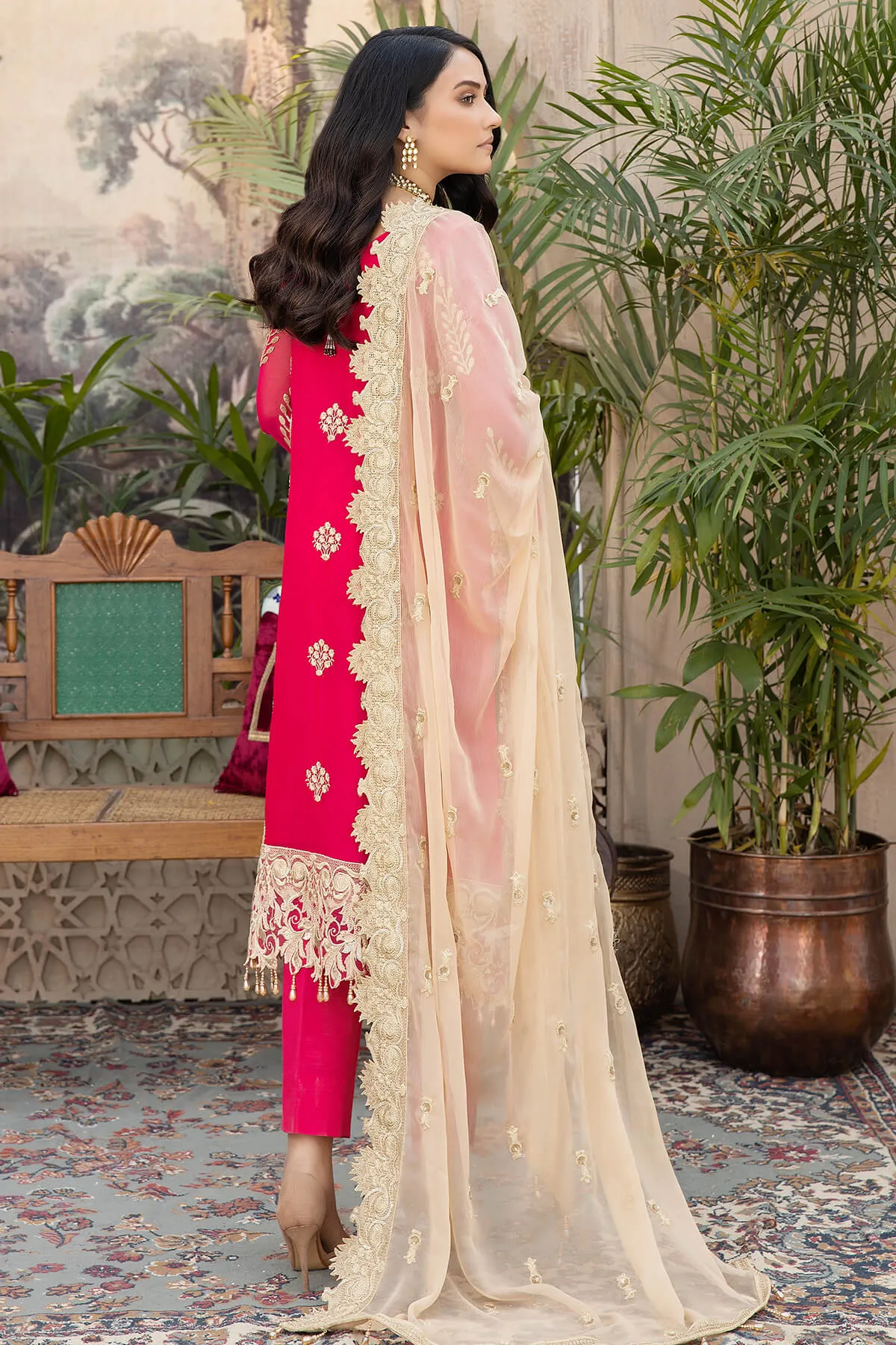 Pakistani Pink Dress in Kameez Trouser Style for Eid