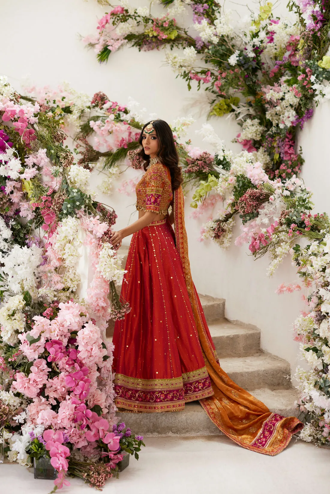 Pakistani Wedding Mehndi Dress in Lehenga Choli Style