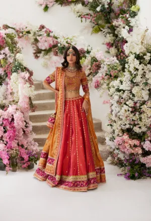 Pakistani Wedding Mehndi Dress in Lehenga Choli Style