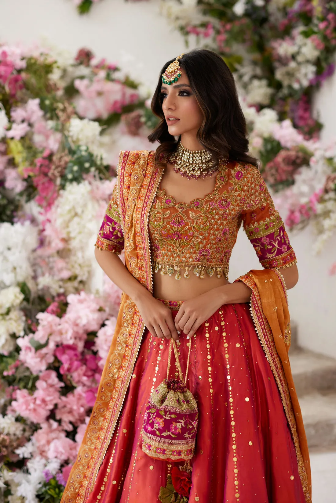 Pakistani Wedding Mehndi Dress in Lehenga Choli Style