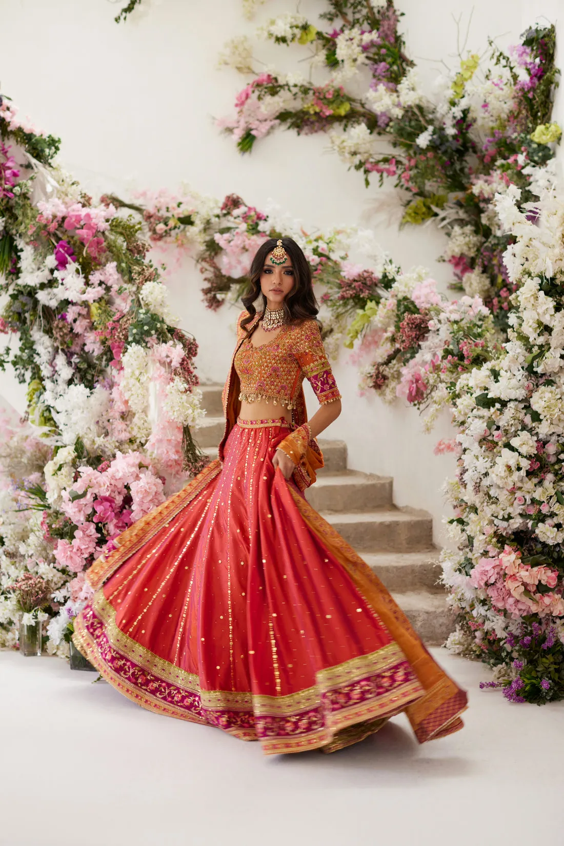 Pakistani Wedding Mehndi Dress in Lehenga Choli Style