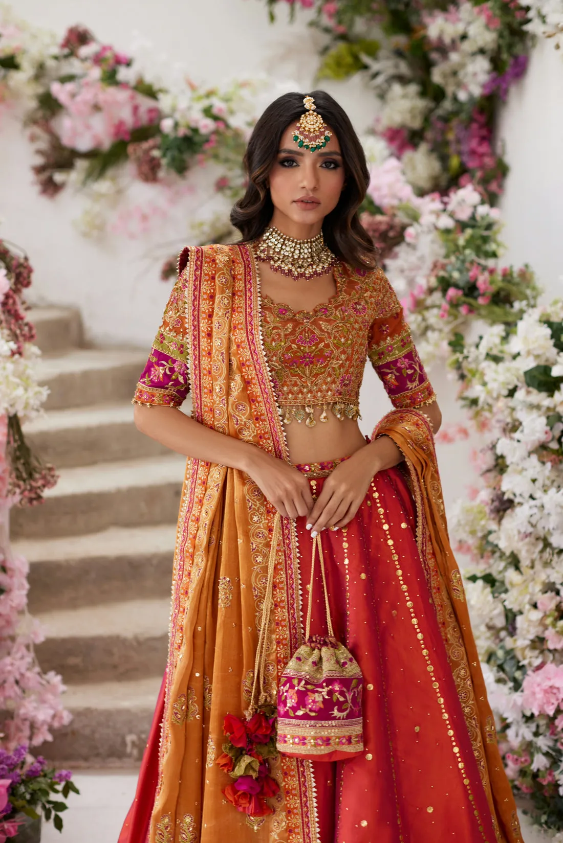 Pakistani Wedding Mehndi Dress in Lehenga Choli Style
