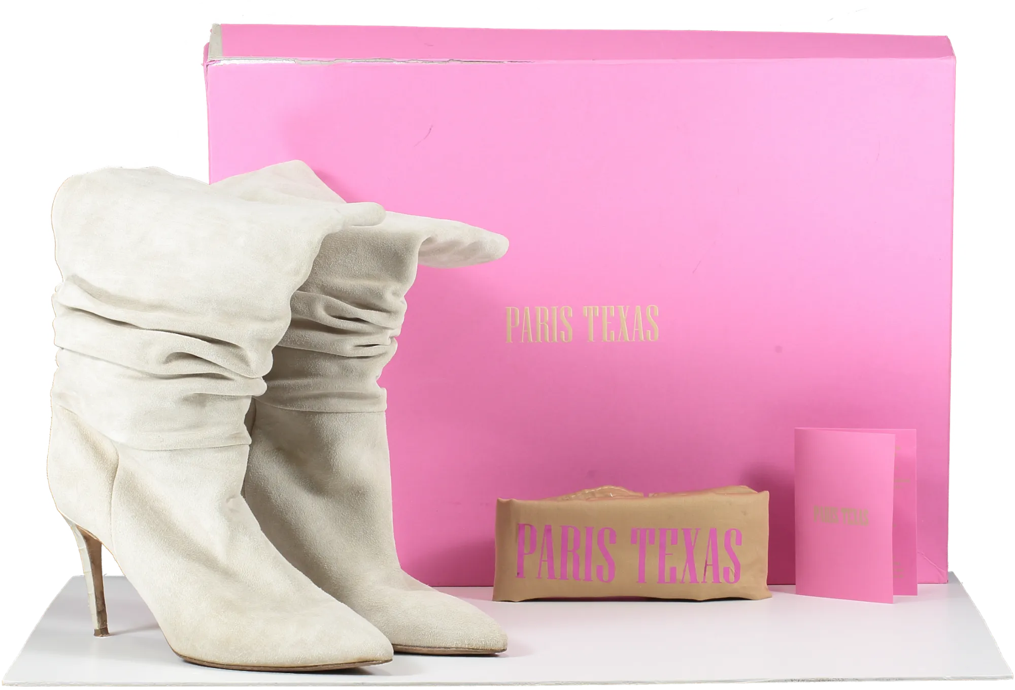 Paris Texas Beige Slouchy Suede Heeled Ankle Boots UK 7 EU 40 👠