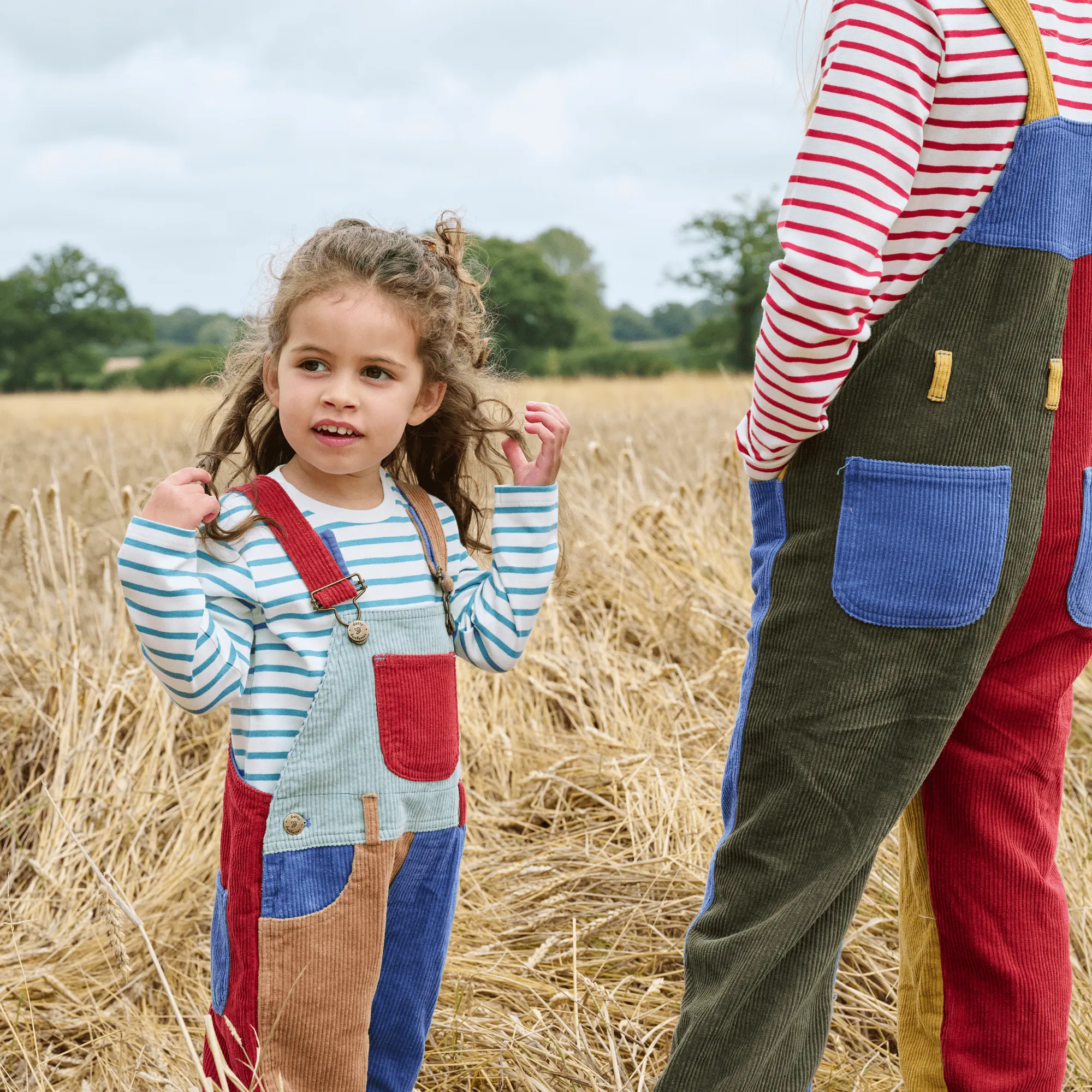 Patchwork Chunky Cord Dungarees - Muted Mint