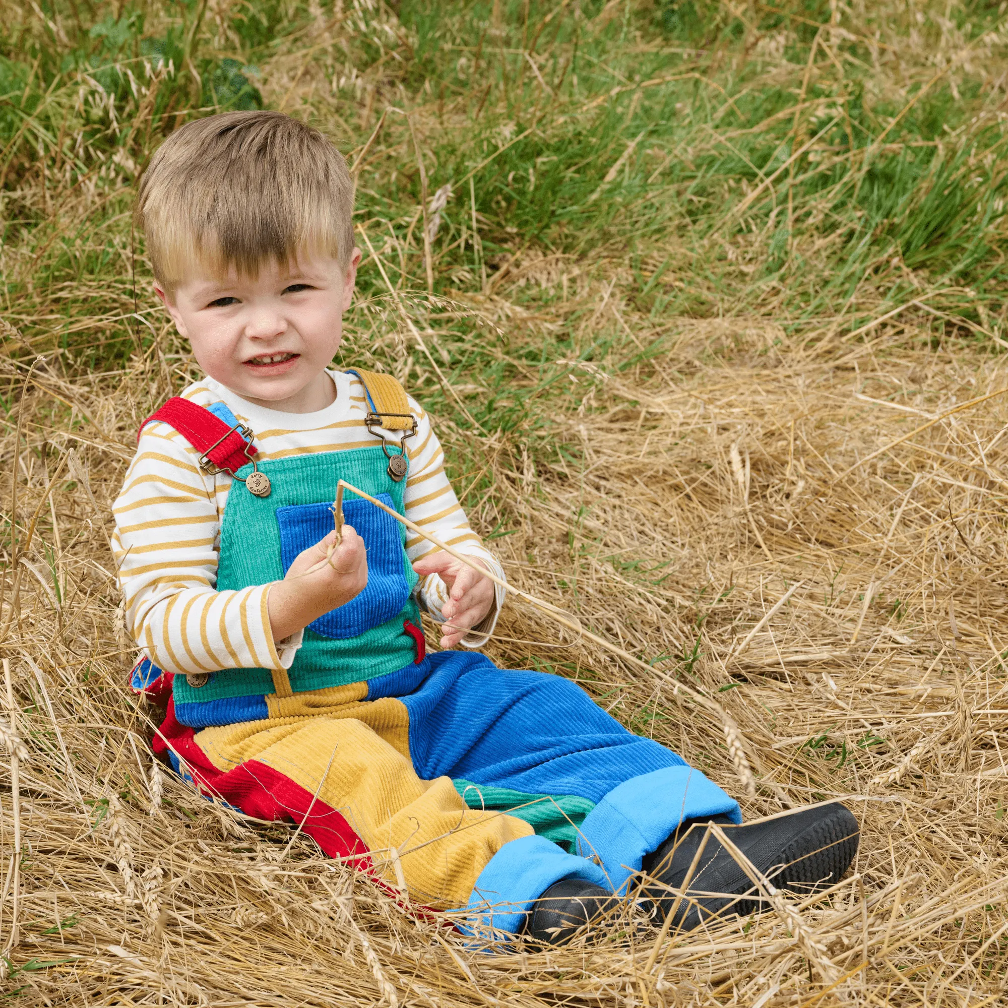Patchwork Chunky Cord Dungarees - Primary