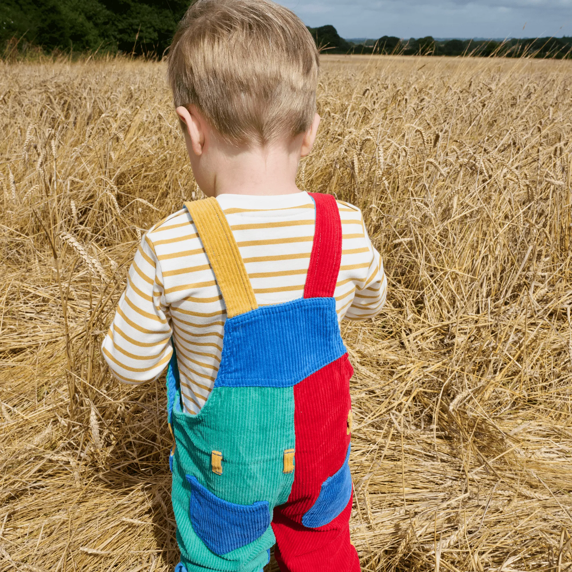 Patchwork Chunky Cord Dungarees - Primary
