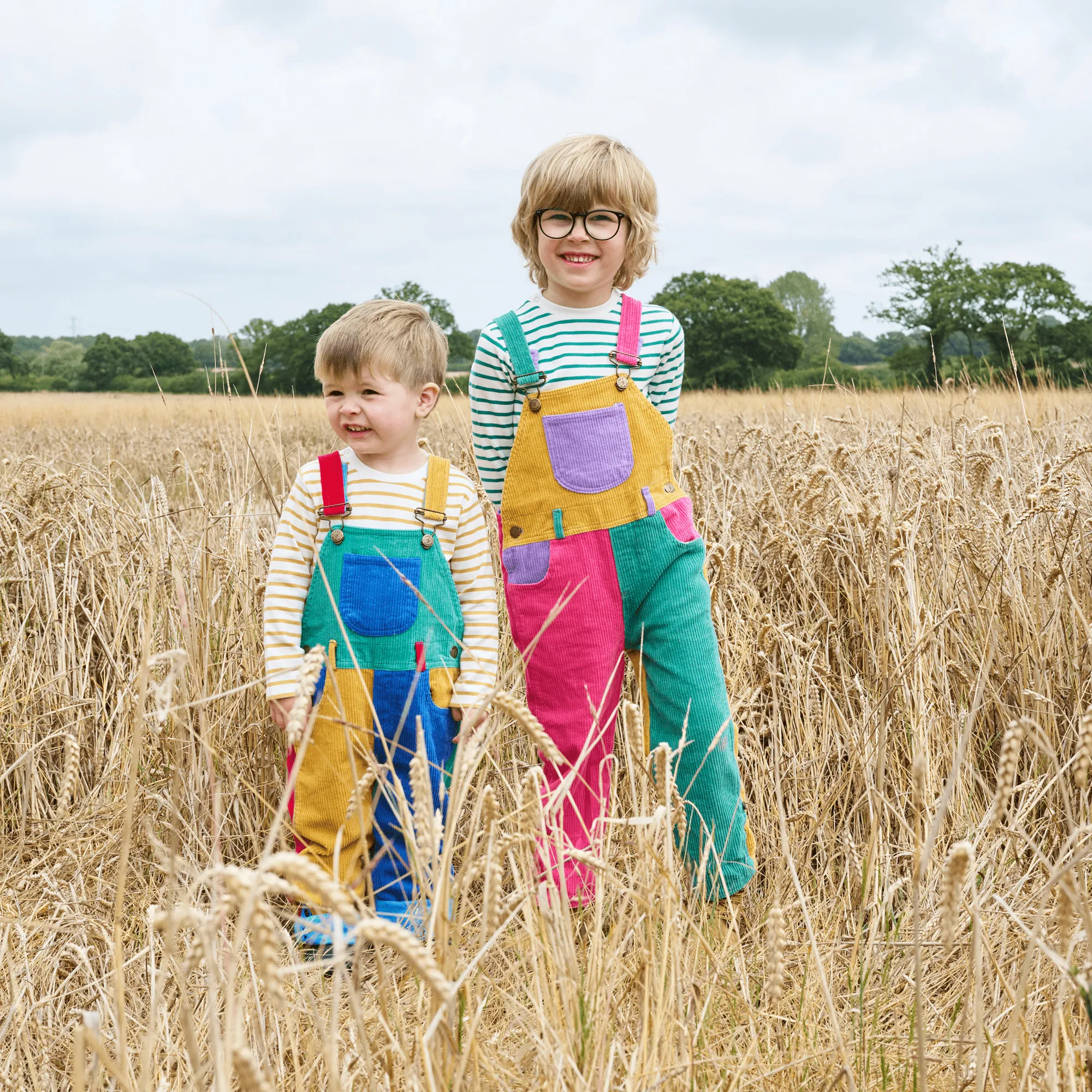 Patchwork Chunky Cord Dungarees - Primary