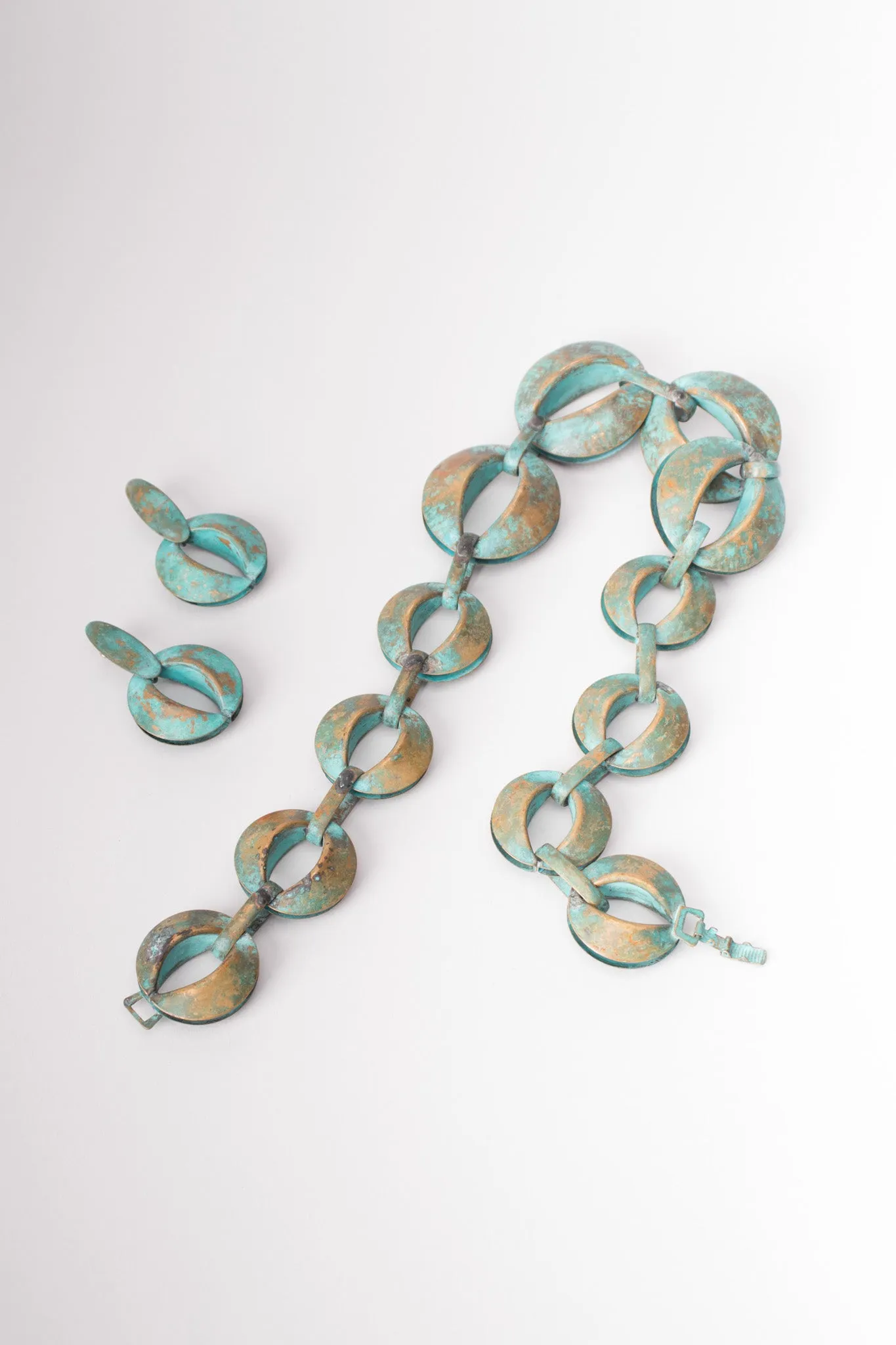 Patina Oval Link Necklace & Earring Set