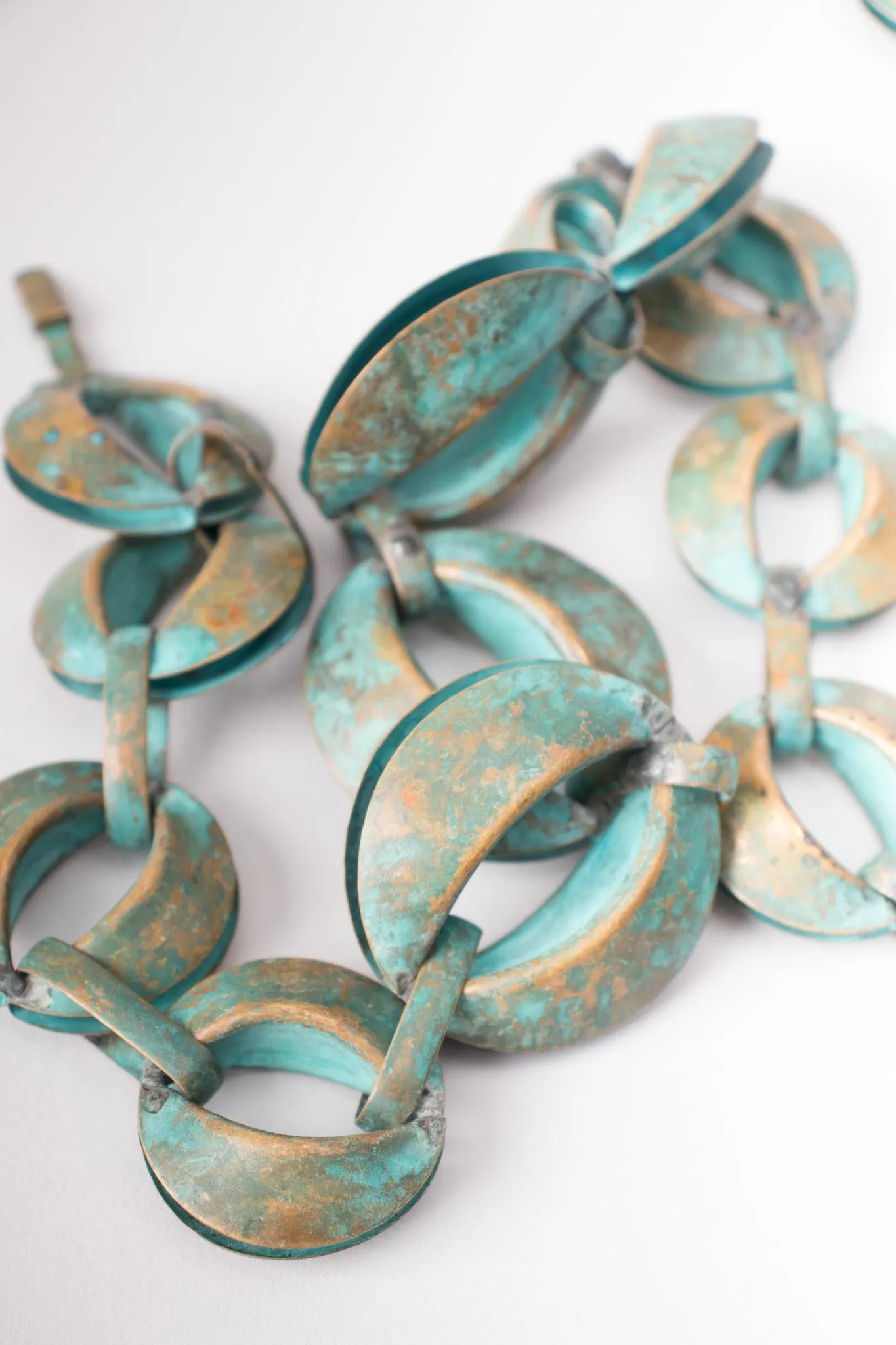 Patina Oval Link Necklace & Earring Set