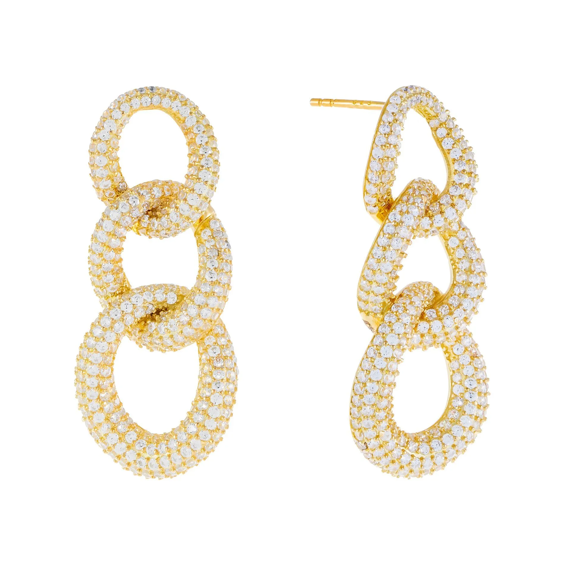 Pavé Chunky Link Drop Stud Earring