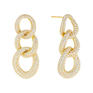 Pavé Chunky Link Drop Stud Earring