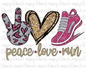 Peace Love Run (pink) TRANSFER