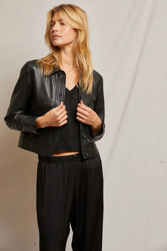 Perfect White Tee Camille Luxe Satin Pant True Black