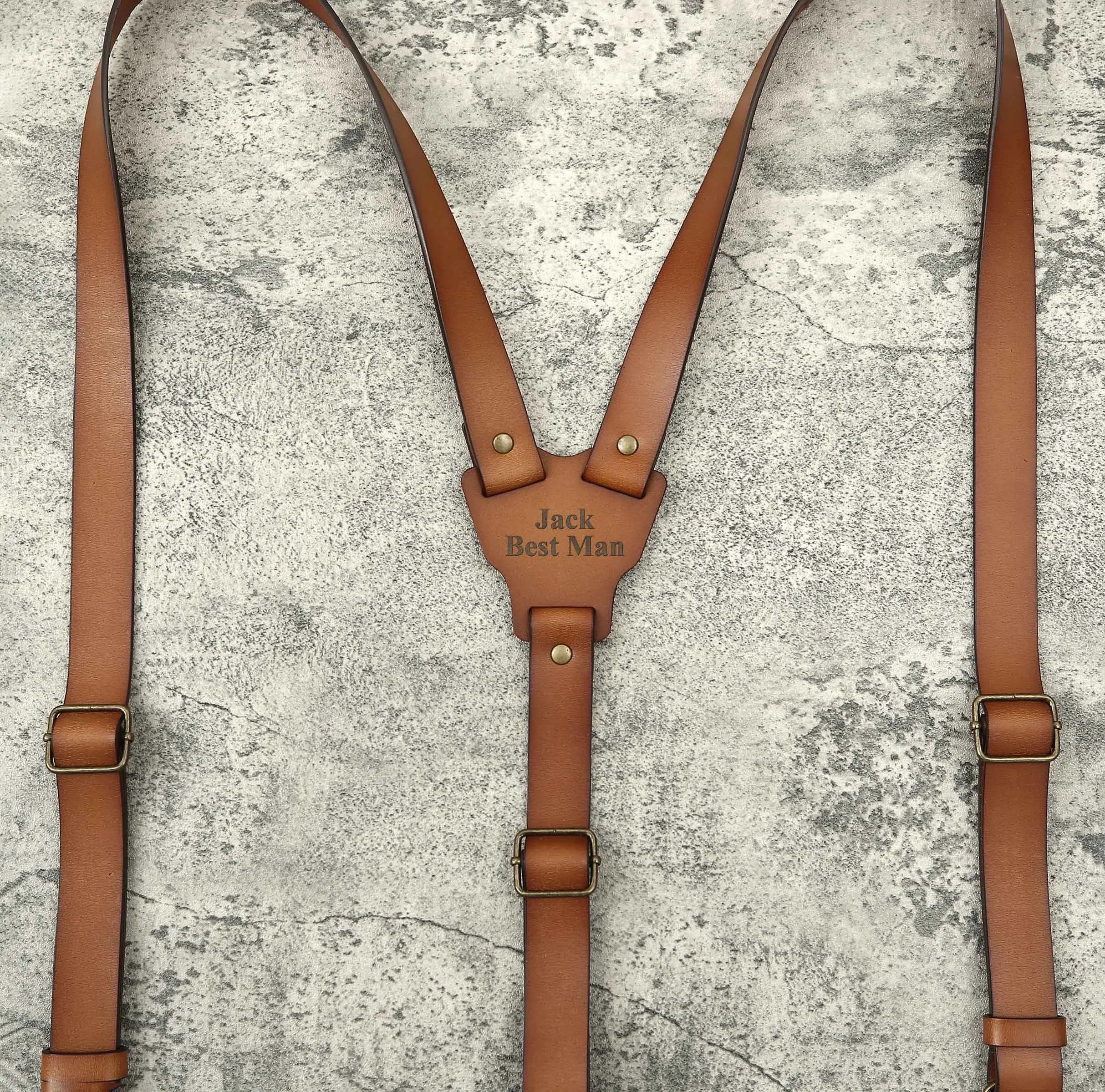 Personalized Groomsman Gift Personalized Men’s Leather Suspenders Groomsmen Suspenders Brown Suspenders Leather Suspenders