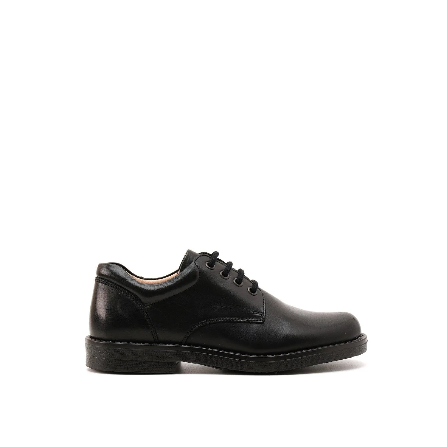 Petasil Marcus - Black Plain Leather Lace up School Shoe