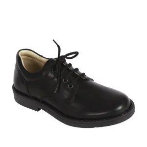 Petasil Marcus - Black Plain Leather Lace up School Shoe