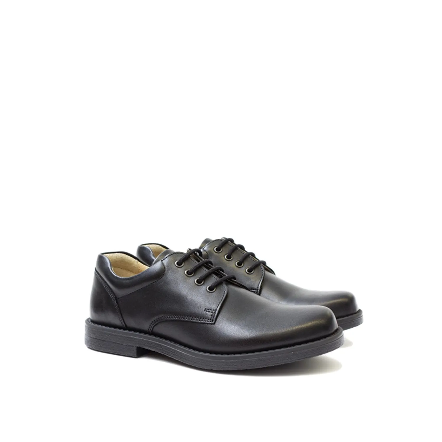 Petasil Marcus - Black Plain Leather Lace up School Shoe